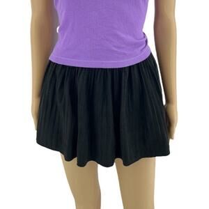 JBCH XS Y2K Black Microfiber Faux Suede Micropleated Micro Mini Skort Skirt